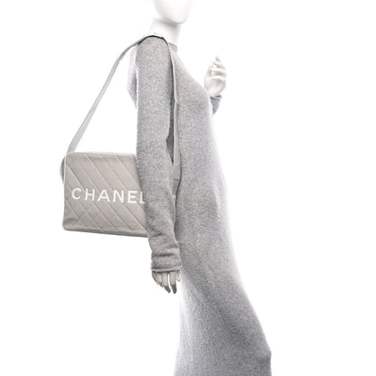 Chanel Canvas Quilted Sport Shoulder Bag Grey White 2 of 12