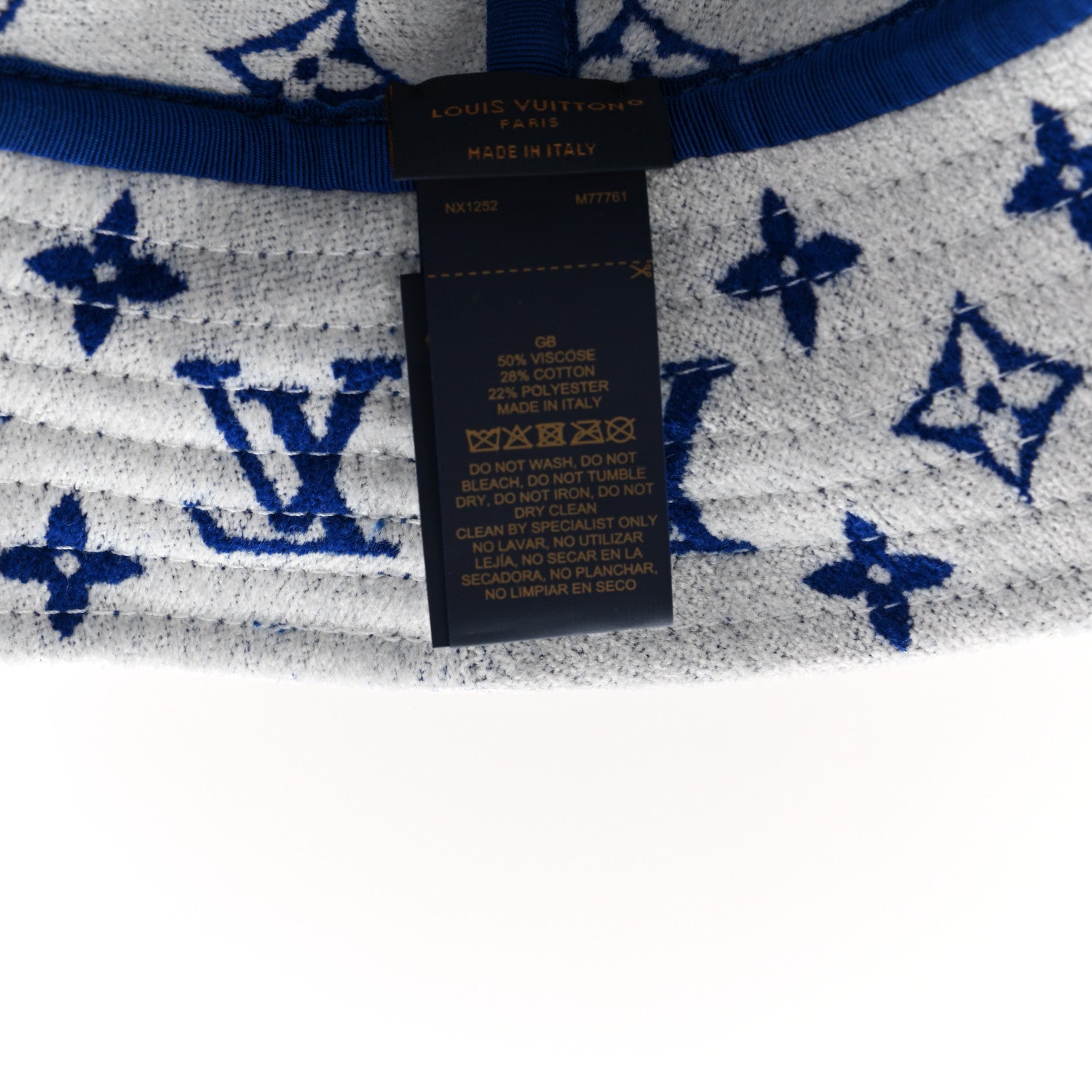 Louis Vuitton Jacquard Velvet Monogram Match Bucket Hat M White Blue 9 of 9