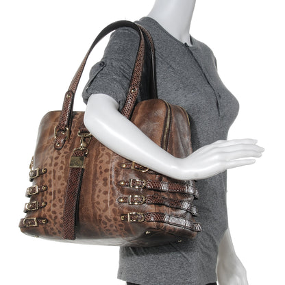Jimmy Choo Karung and Elaphe Snake Blythe L Tote Brown 2 of 7
