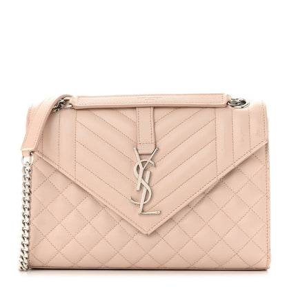 Saint Laurent Grain De Poudre Textured Mixed Matelasse Medium Triquilt Monogram Satchel Marble Pink 1 of 16