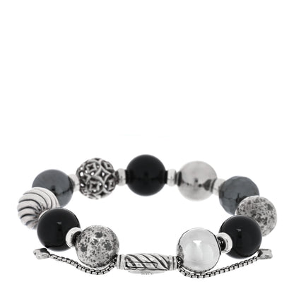 David Yurman Sterling Silver Black Onyx Hematine 14mm Elements Bead Bracelet 2 of 3