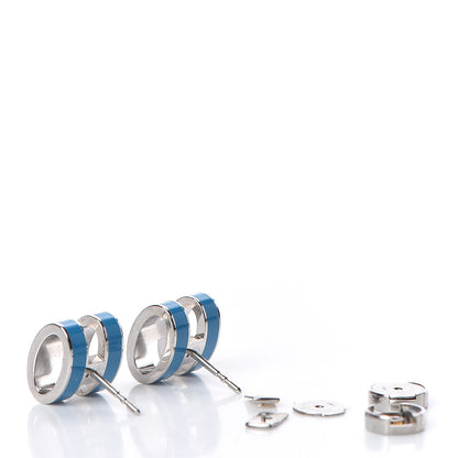 Hermes Palladium Lacquered Pop H Earrings Bleu Paradis 3 of 5