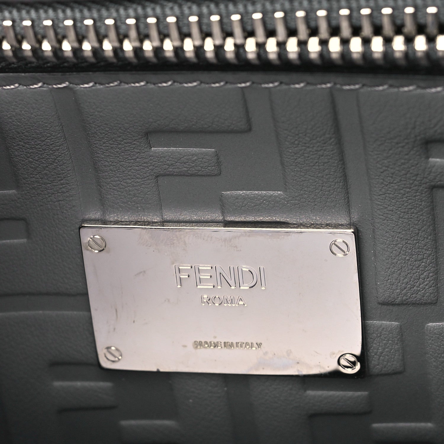 Fendi I Vitello Grace FF 1974 Embossed Large Peekaboo Iconic Fit Satchel Anthracite 7 of 12