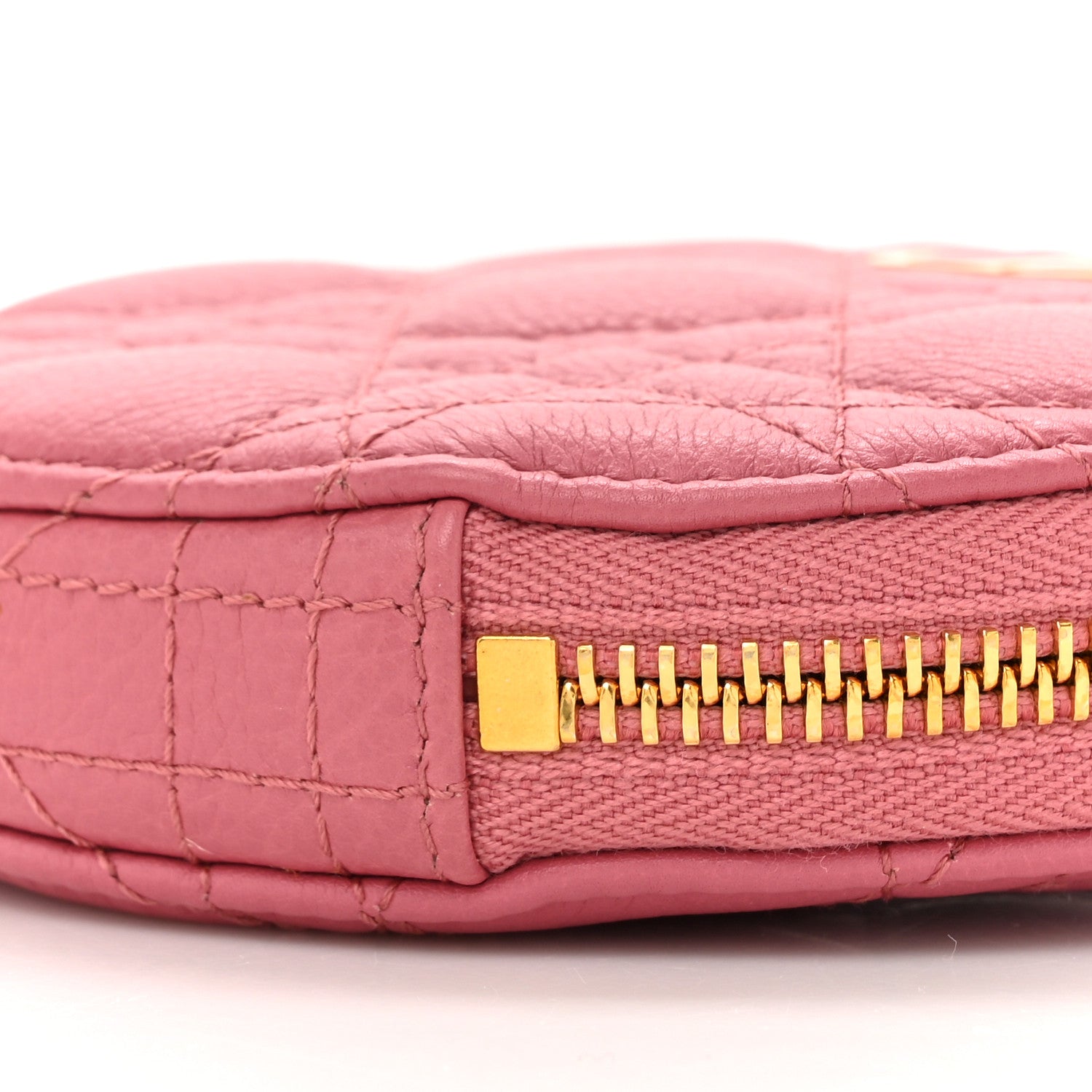 Christian Dior Calfskin Cannage Round Caro Pouch Pink Yarrow 9 of 10