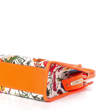 Gucci Canvas Medium Flora Tote White Multicolor Orange Fluo 9 of 10