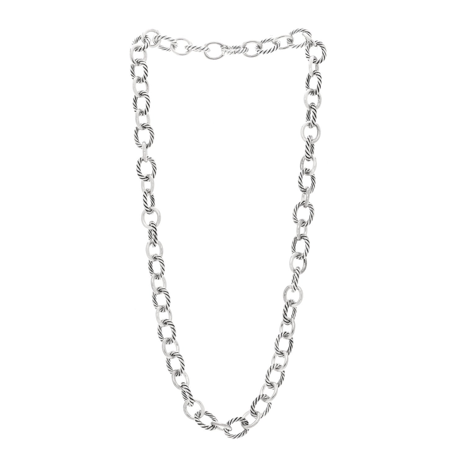 David Yurman Sterling Silver 12mm Large Oval Link Necklace 3 of 5