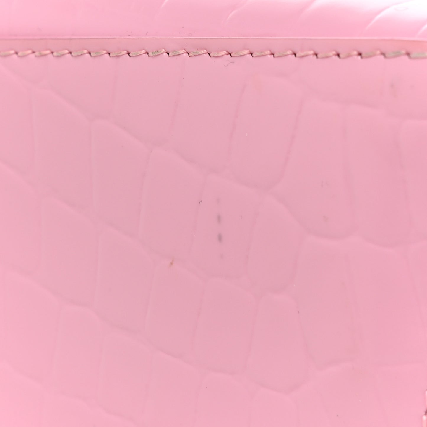 Semi Shiny Calfskin Crocodile Embossed Neo Classic Silver Hardware Mini City Pink