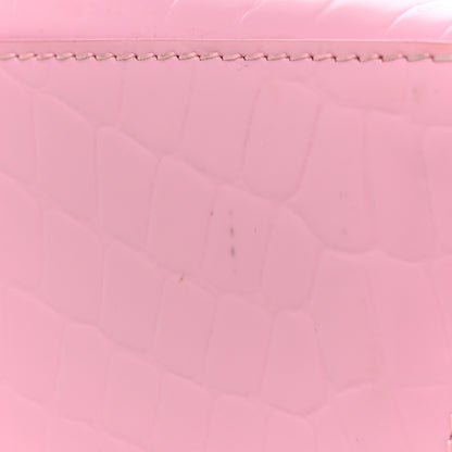 Balenciaga Semi Shiny Calfskin Crocodile Embossed Neo Classic Silver Hardware Mini City Pink 14 of 16