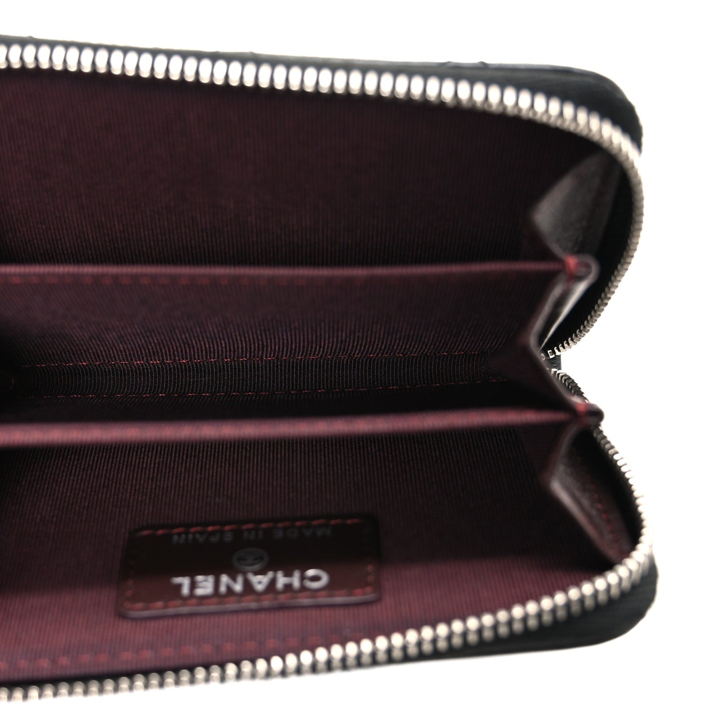 Lambskin Quilted Zip Coin Purse Black