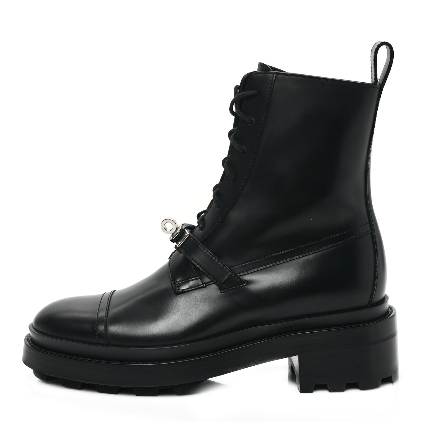 Glossed Calfskin Funk Ankle Boots 37.5 Black
