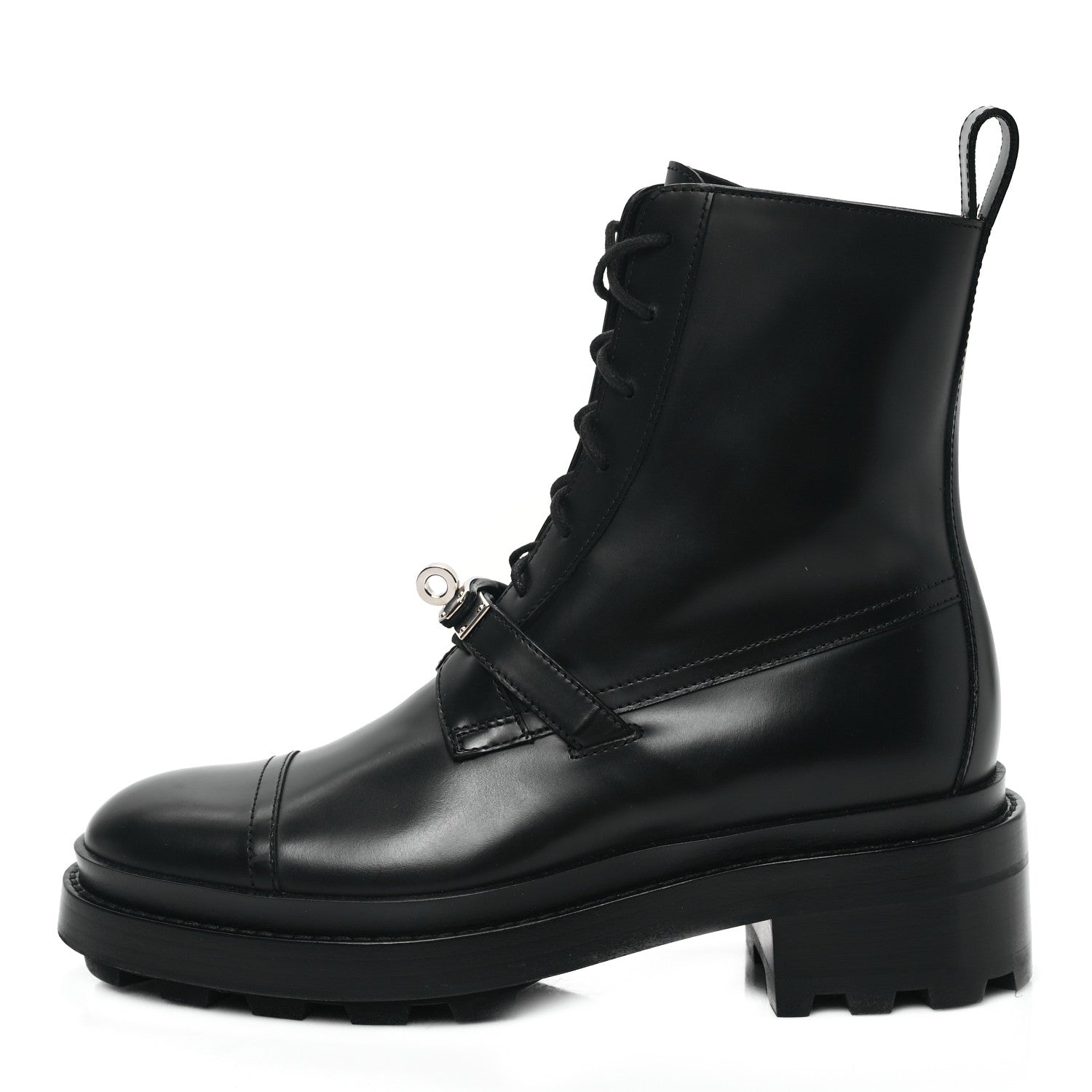 Hermes Glossed Calfskin Funk Ankle Boots 37.5 Black 1 of 9