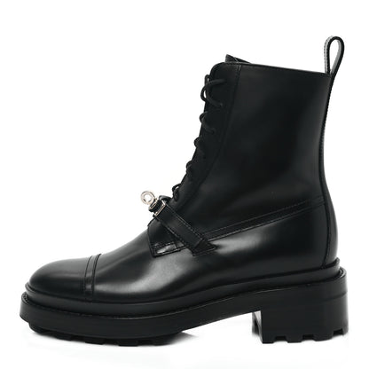 Hermes Glossed Calfskin Funk Ankle Boots 37.5 Black 1 of 9