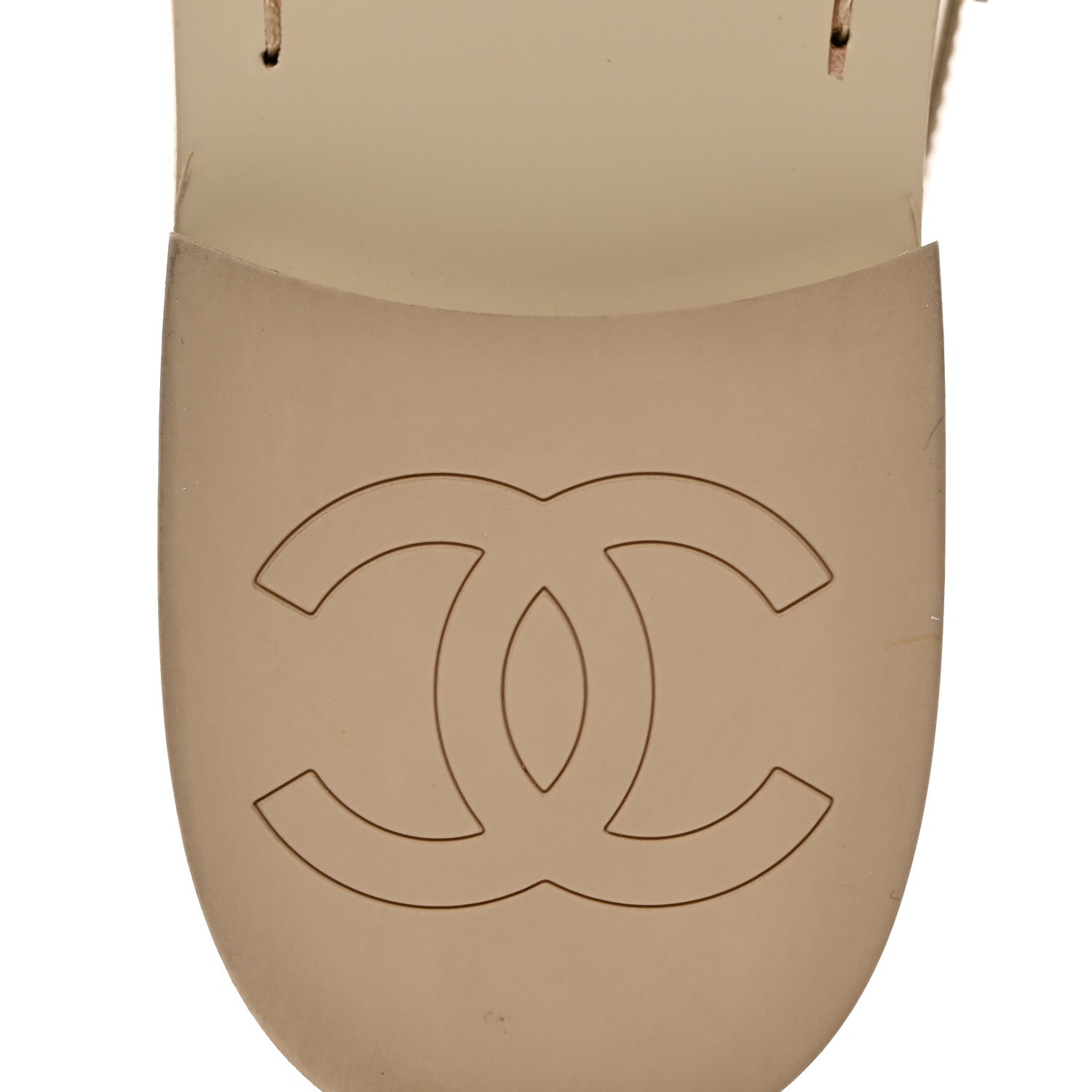 Chanel Shiny Calfskin Logo Loafers 37.5 Beige 8 of 10