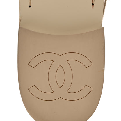 Chanel Shiny Calfskin Logo Loafers 37.5 Beige 8 of 10