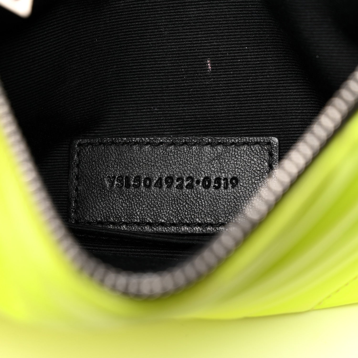 Saint Laurent Patent Grain De Poudre Matelasse Chevron Monogram Bill Pouch Neon Yellow 7 of 9