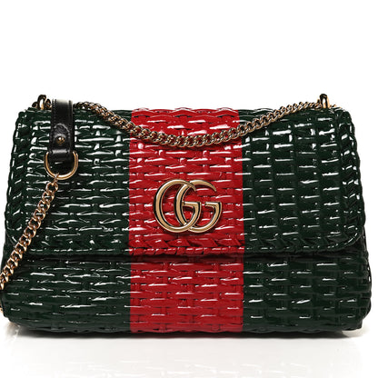 Gucci Glazed Wicker Stripe Small Cestino Shoulder Bag Green 9 of 11