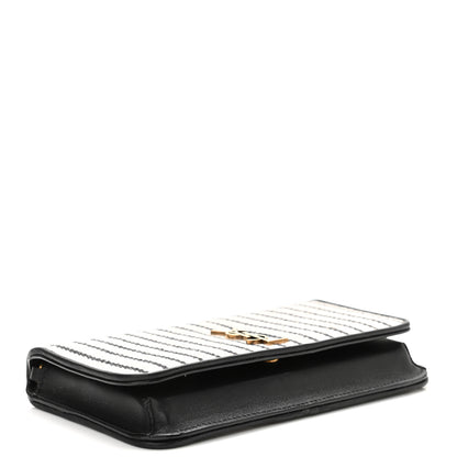 Saint Laurent Canvas Striped Phone Holder Crossbody Beige Black 3 of 8