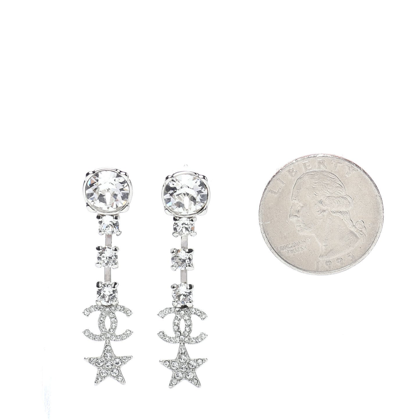 Crystal Starfall Drop CC Earrings Silver