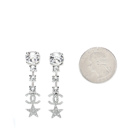 Chanel Crystal Starfall Drop CC Earrings Silver 2 of 5