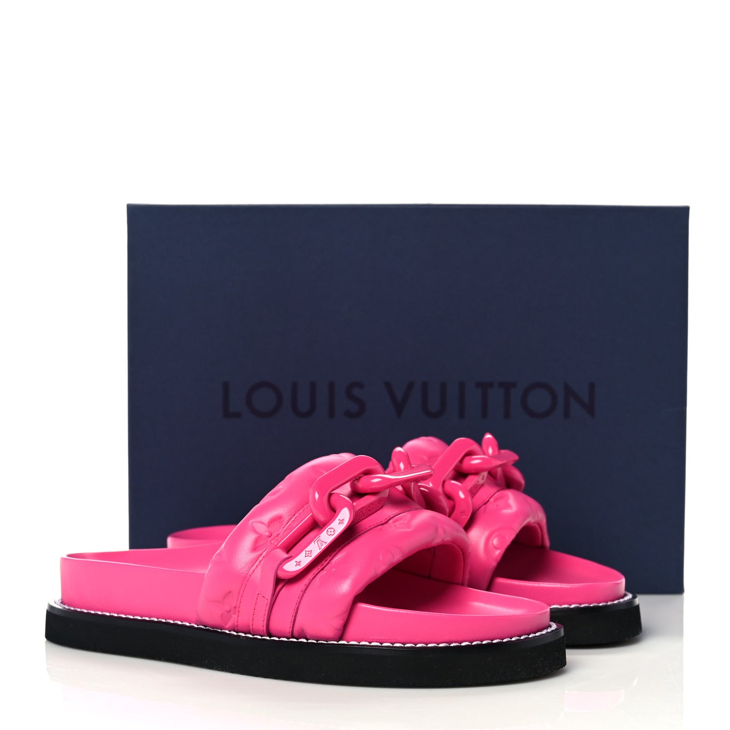 Calfskin Embossed Monogram Sunset Flat Comfort Mule 37 Rose Pop