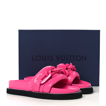 Louis Vuitton Calfskin Embossed Monogram Sunset Flat Comfort Mule 37 Rose Pop 11 of 11