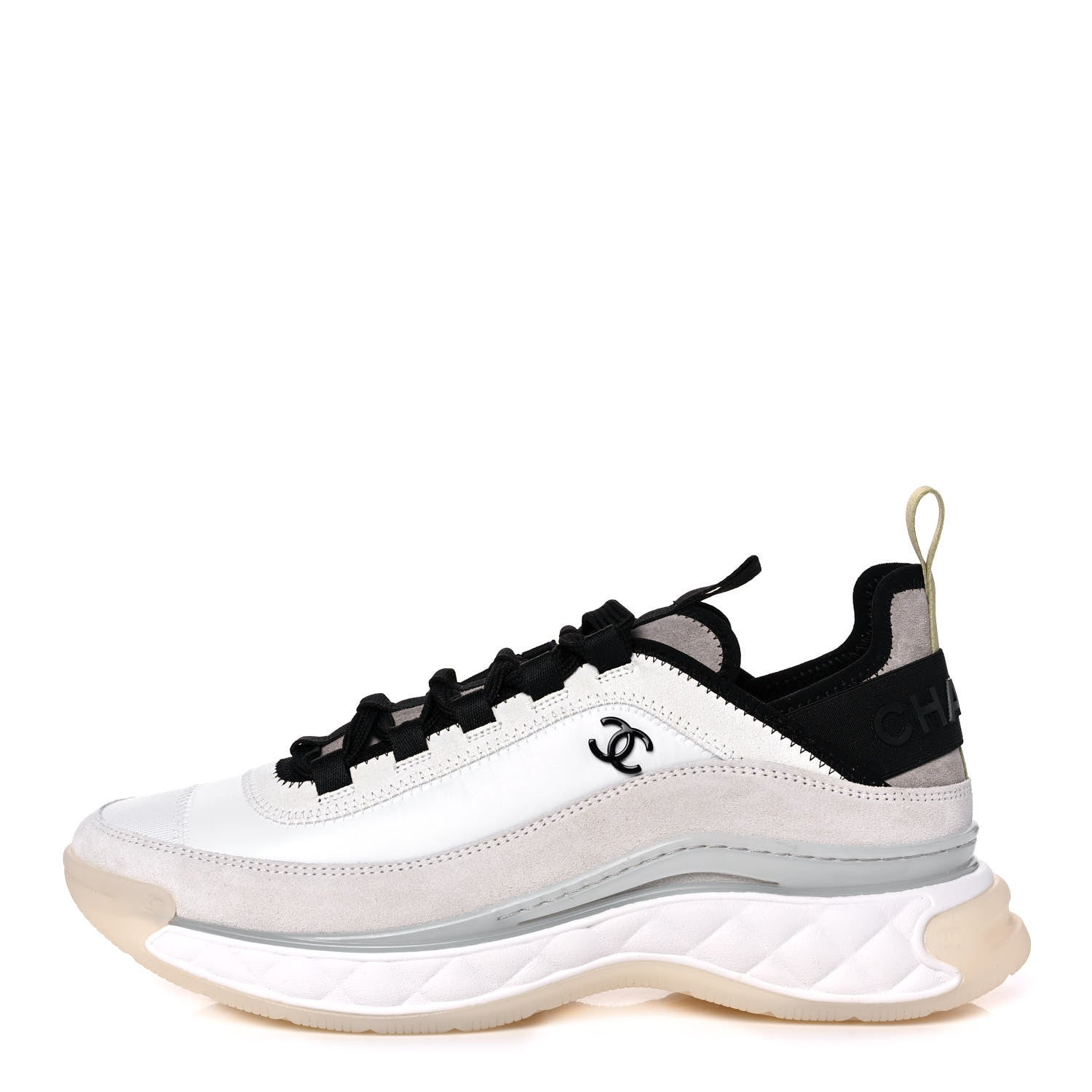 Chanel Fabric Suede Calfskin CC Sneakers 40 White Black 1 of 10