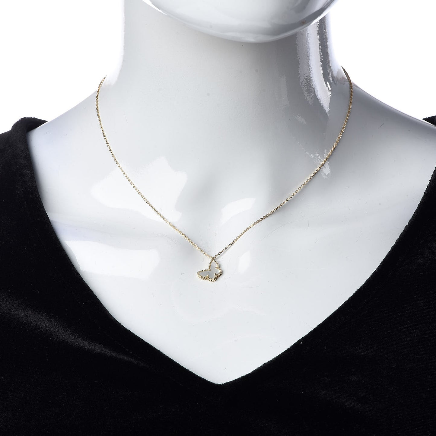 18K Yellow Gold Mother of Pearl Sweet Alhambra Butterfly Pendant Necklace