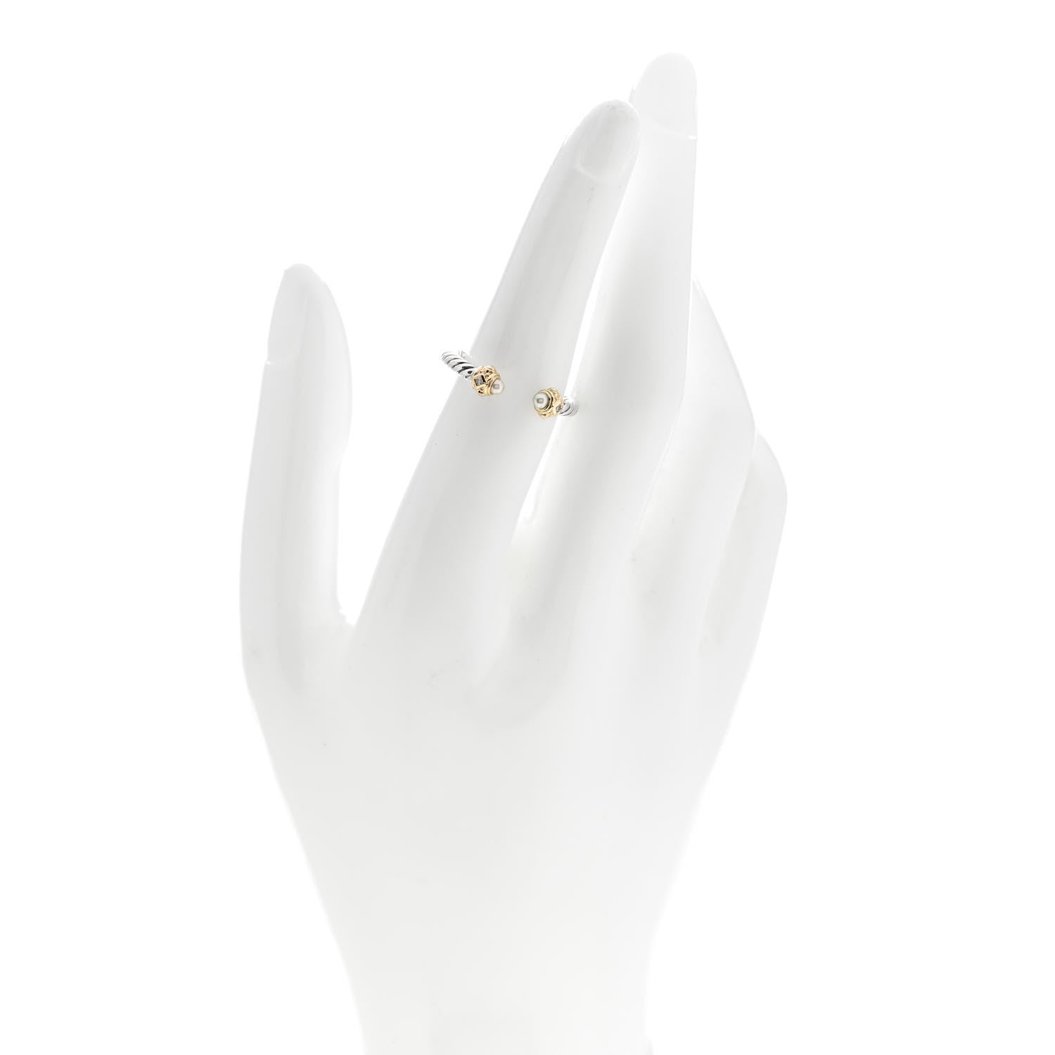 David Yurman Sterling Silver 14K Yellow Gold Diamond Pearl Renaissance Ring 52 6 2 of 5