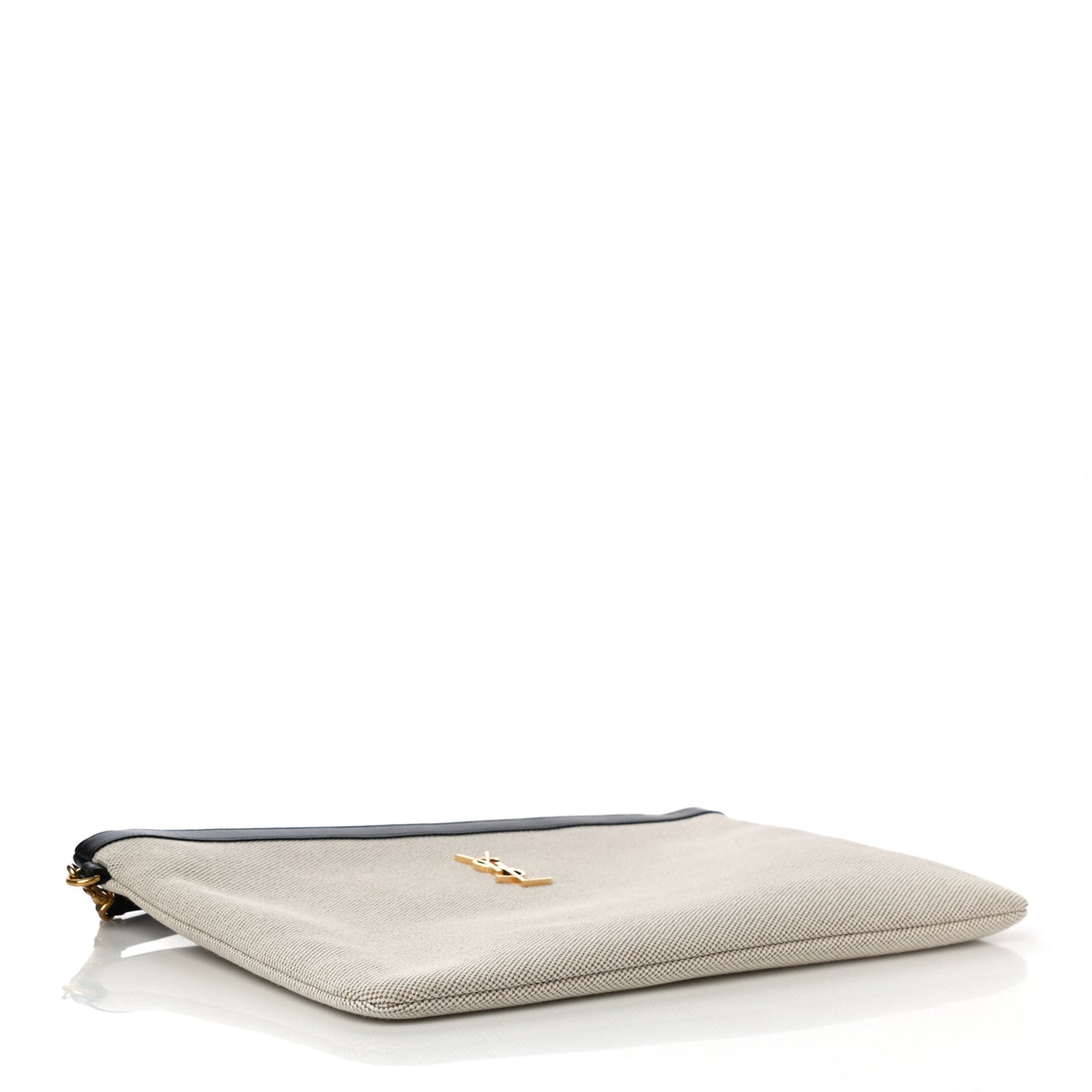 Canvas Monogram Zipped Pouch Beige Black