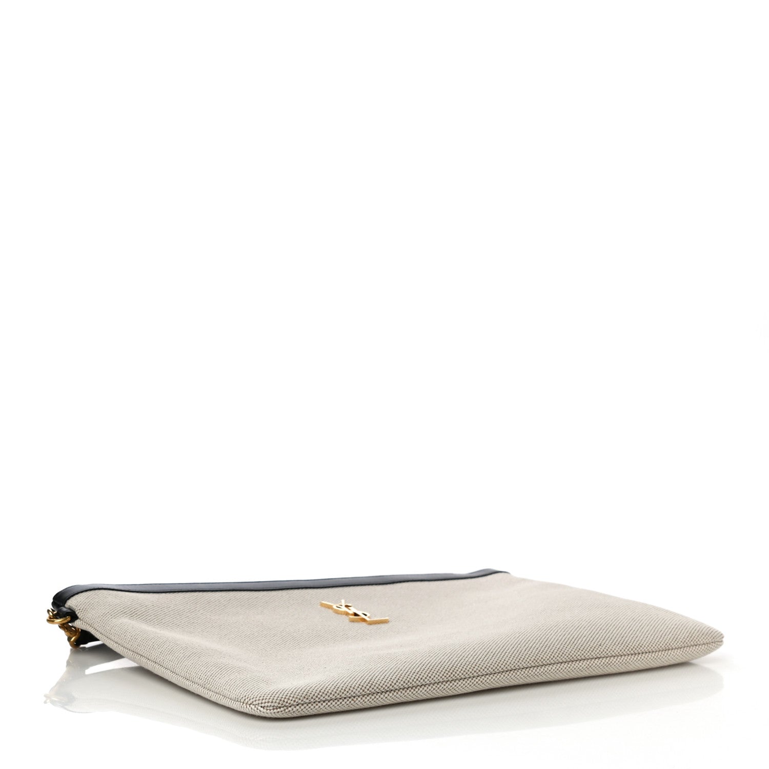 Saint Laurent Canvas Monogram Zipped Pouch Beige Black 4 of 9
