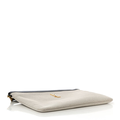 Saint Laurent Canvas Monogram Zipped Pouch Beige Black 4 of 9