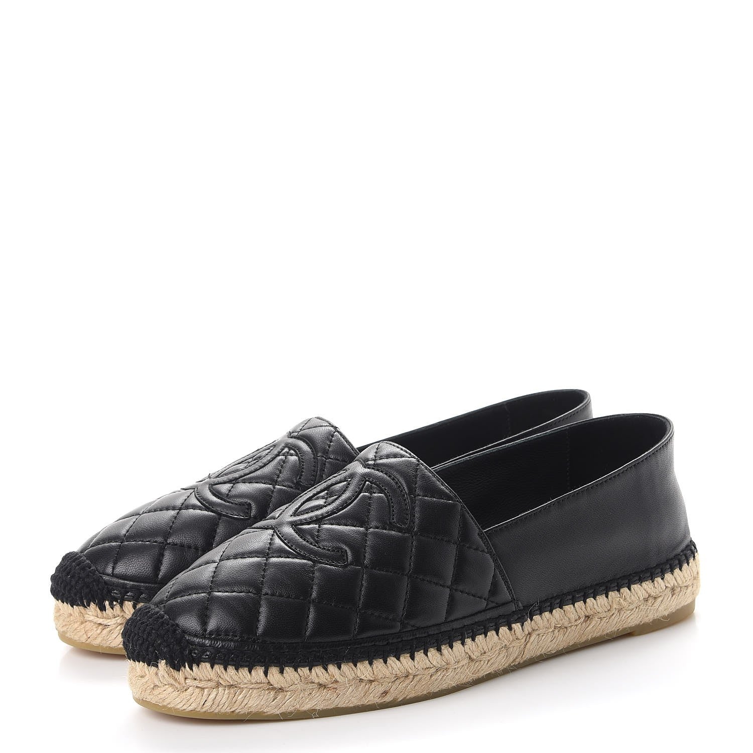 Chanel Lambskin Quilted CC Espadrilles 38 Black 3 of 12