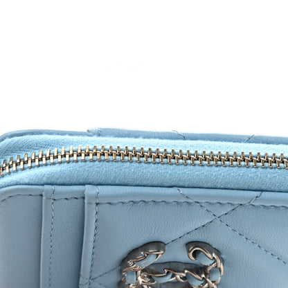 Chanel Lambskin Quilted Chanel 19 Vertical Zip Card Holder Wallet Light Blue 9 of 9