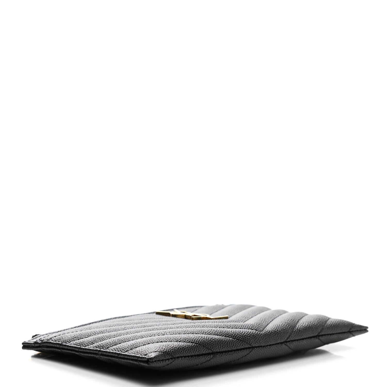 Saint Laurent Grain De Poudre Chevron Monogram Bill Pouch Black 4 of 8
