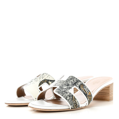Hermes Canvas Tatoo Print Oasis Equator Sandals 36.5 White 3 of 9