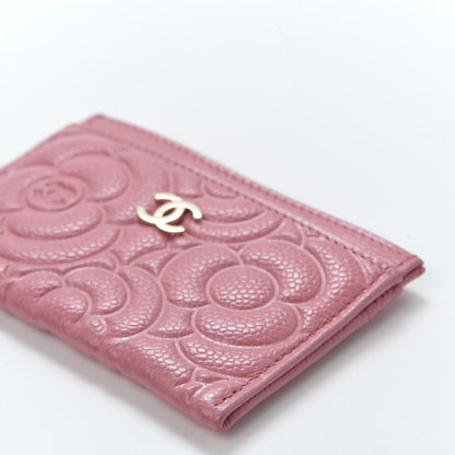 Chanel Caviar Camellia Embossed Card Holder Pink 6 of 10