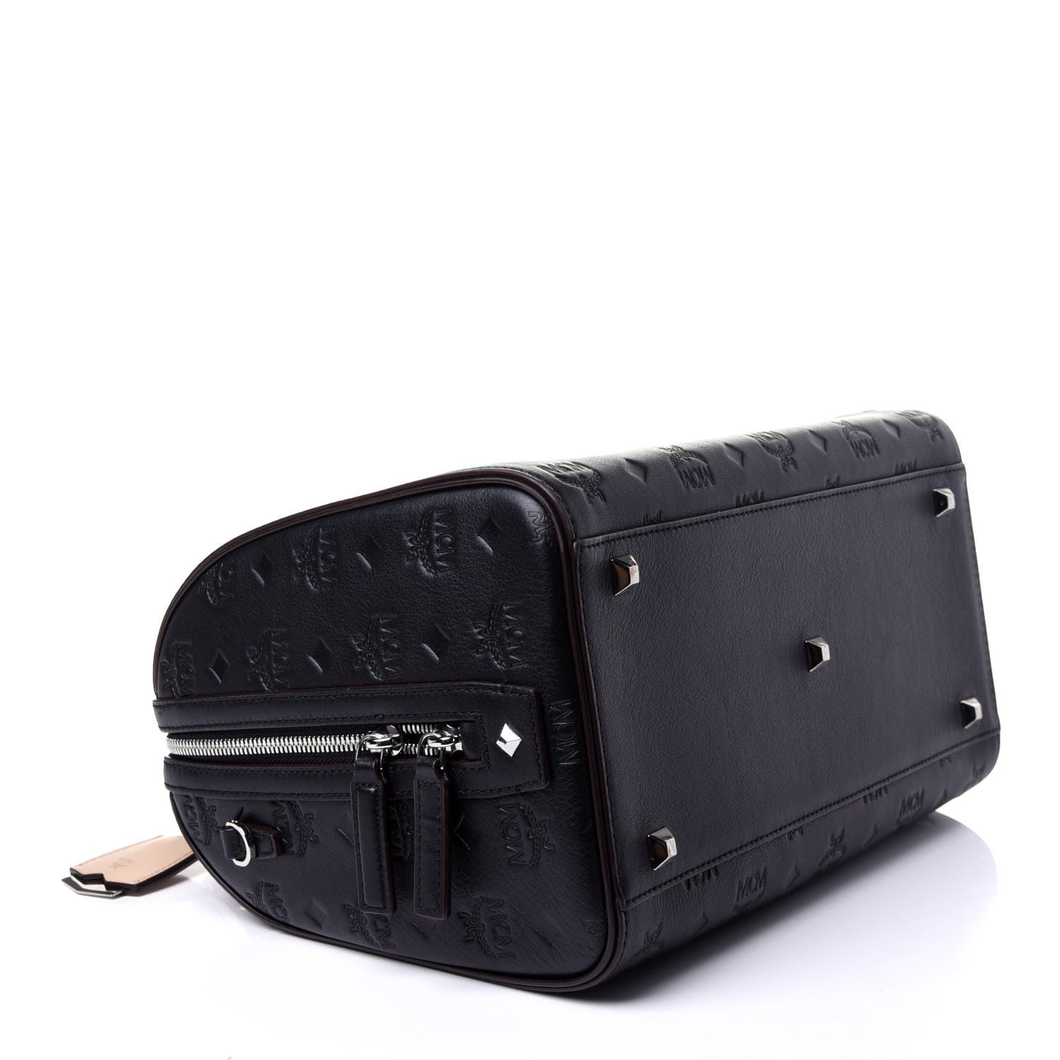 MCM Calfskin Ottomar Monogram Essential Boston Bag Black 4 of 11