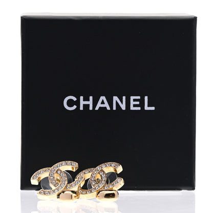 Chanel Metal Crystal CC Heart Drop Earrings Gold 5 of 5