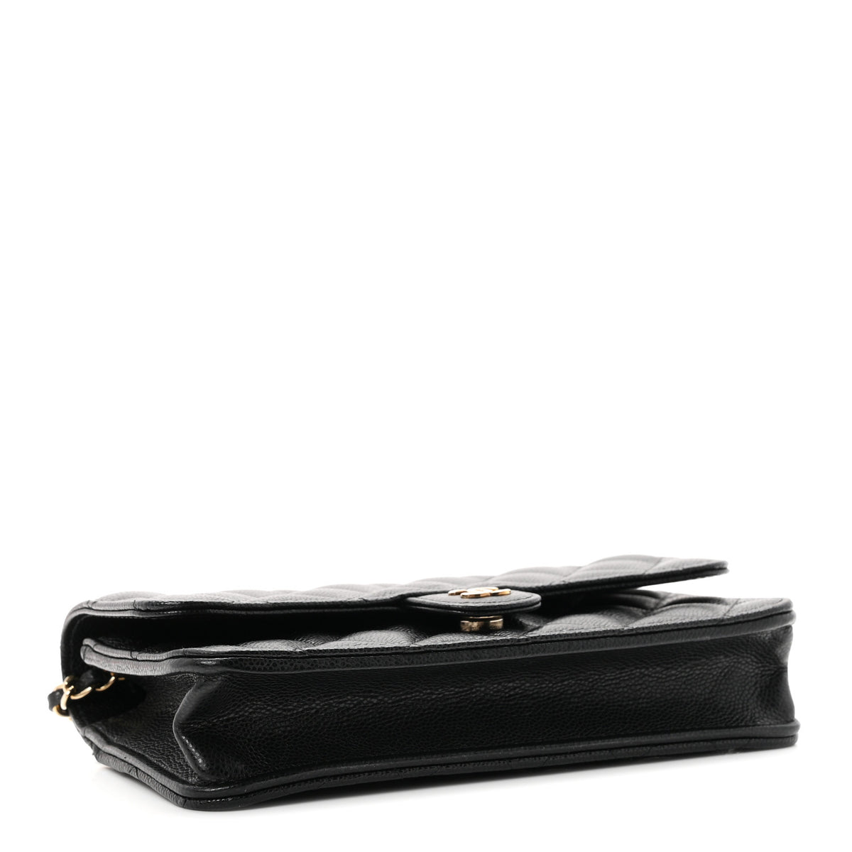 Caviar Quilted Flap Phone Holder With Chain Black