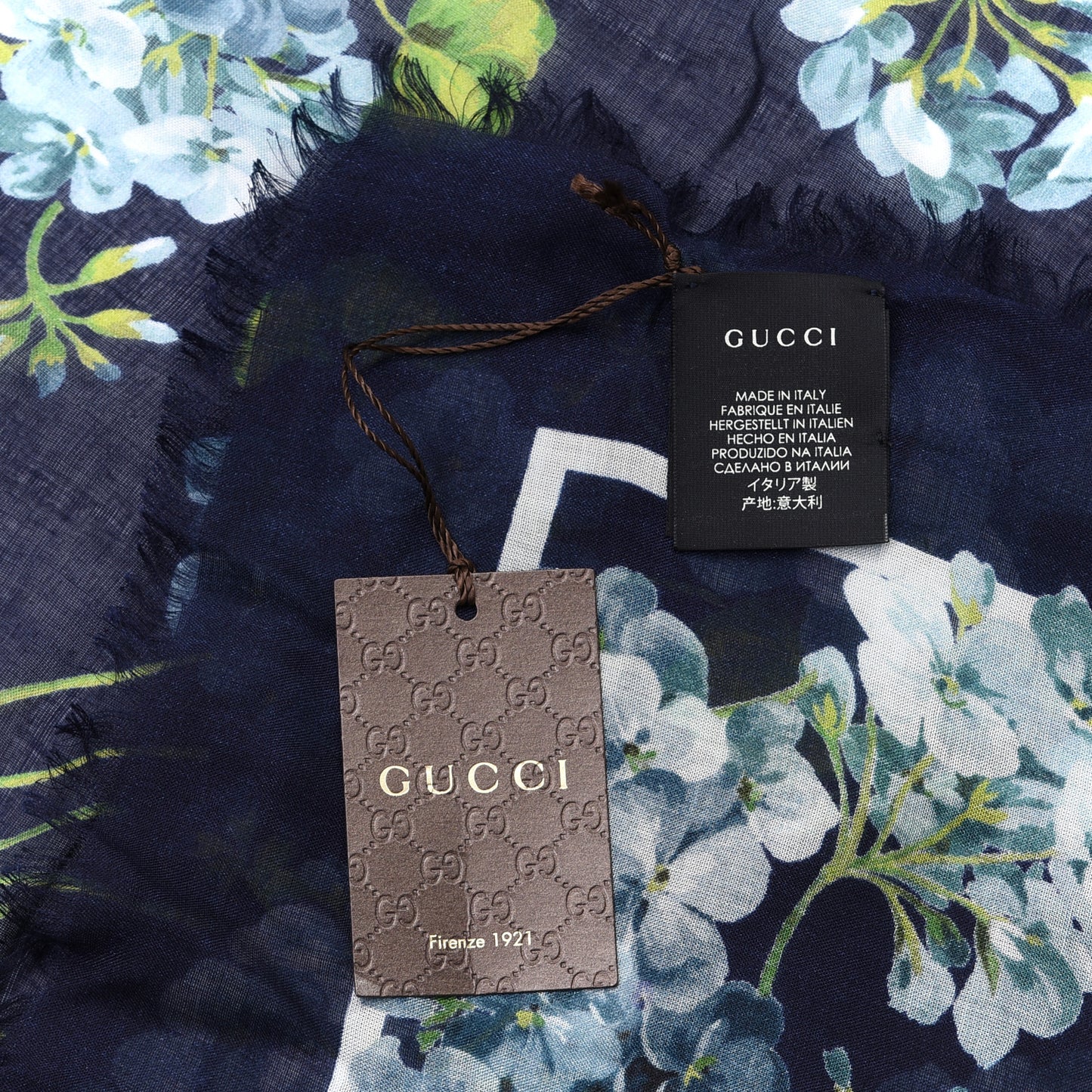 Modal Silk New Bloomy Shawl Midnight Blue Sky Blue