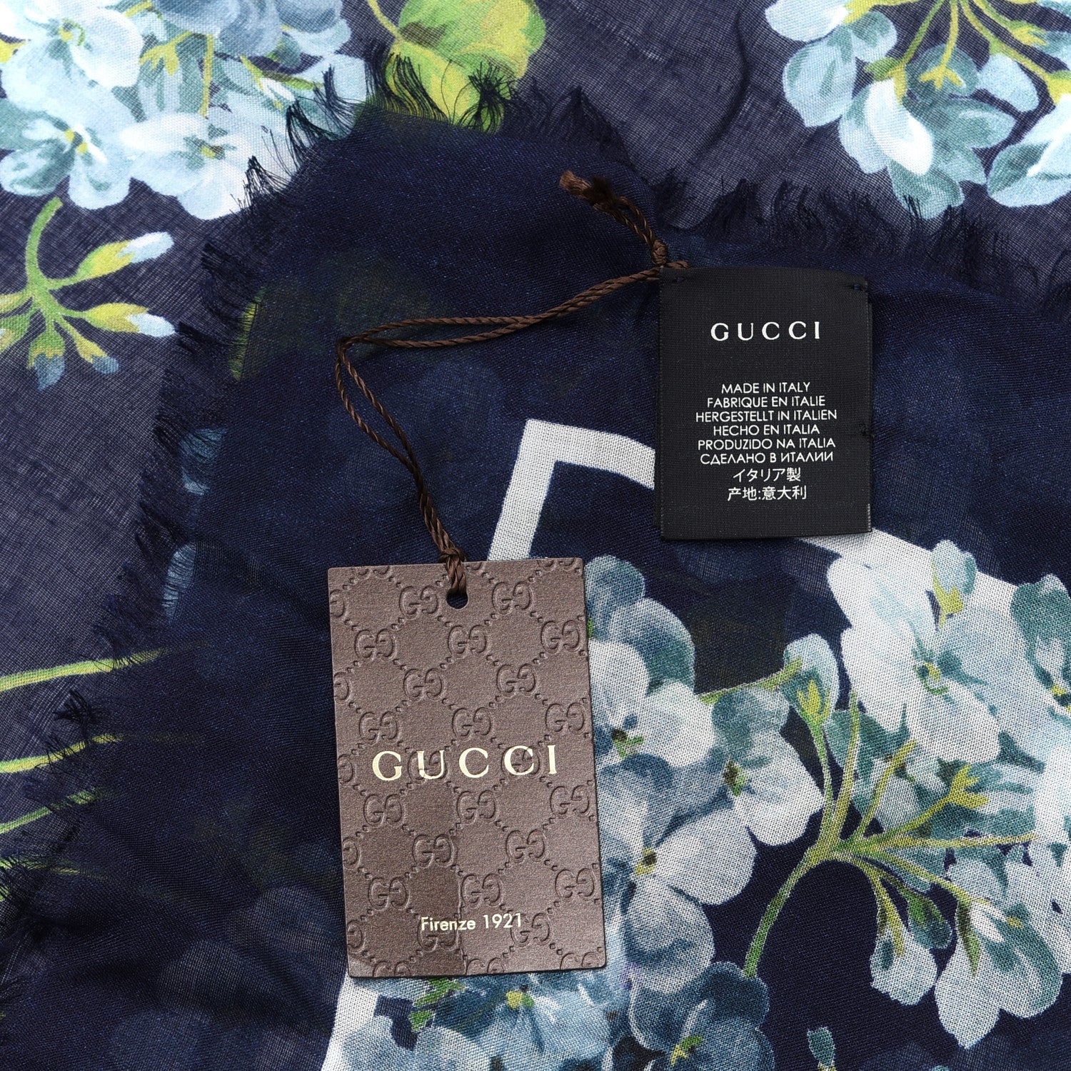 Gucci Modal Silk New Bloomy Shawl Midnight Blue Sky Blue 4 of 5