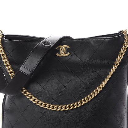 Chanel Calfskin Stitched Large Button Up Hobo Black 9 of 9