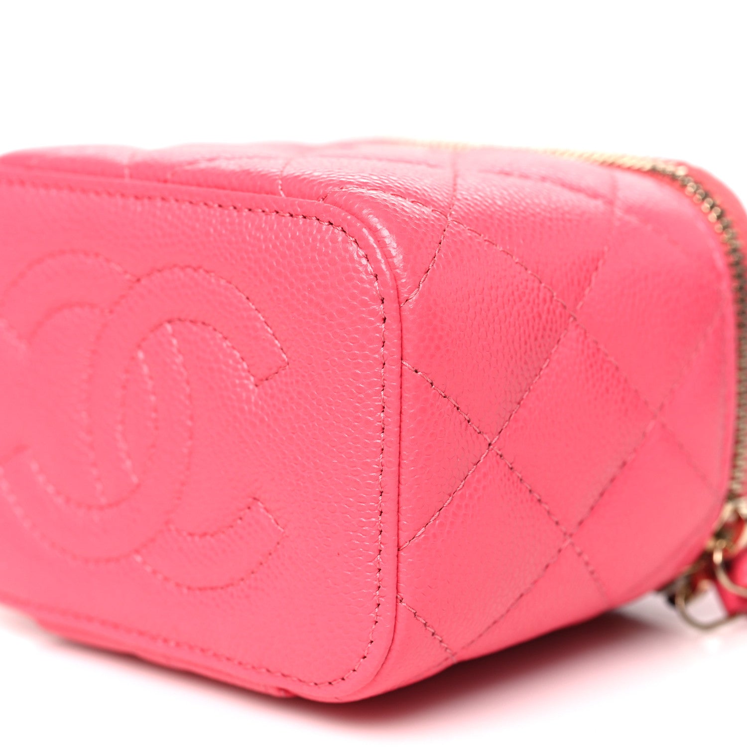 Chanel Caviar Quilted Mini Vanity Case With Chain Pink 10 of 11