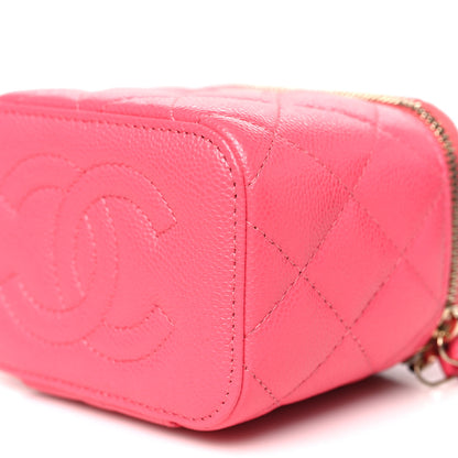 Chanel Caviar Quilted Mini Vanity Case With Chain Pink 10 of 11