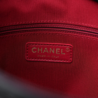 Chanel Calfskin Quilted CC Front Pocket Shopping Tote Black 6 of 9