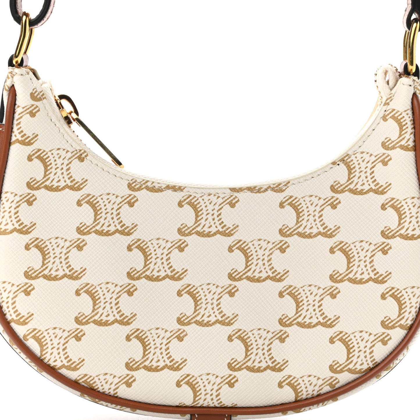 Canvas Calfskin Mini Ava Triomphe Shoulder Bag White
