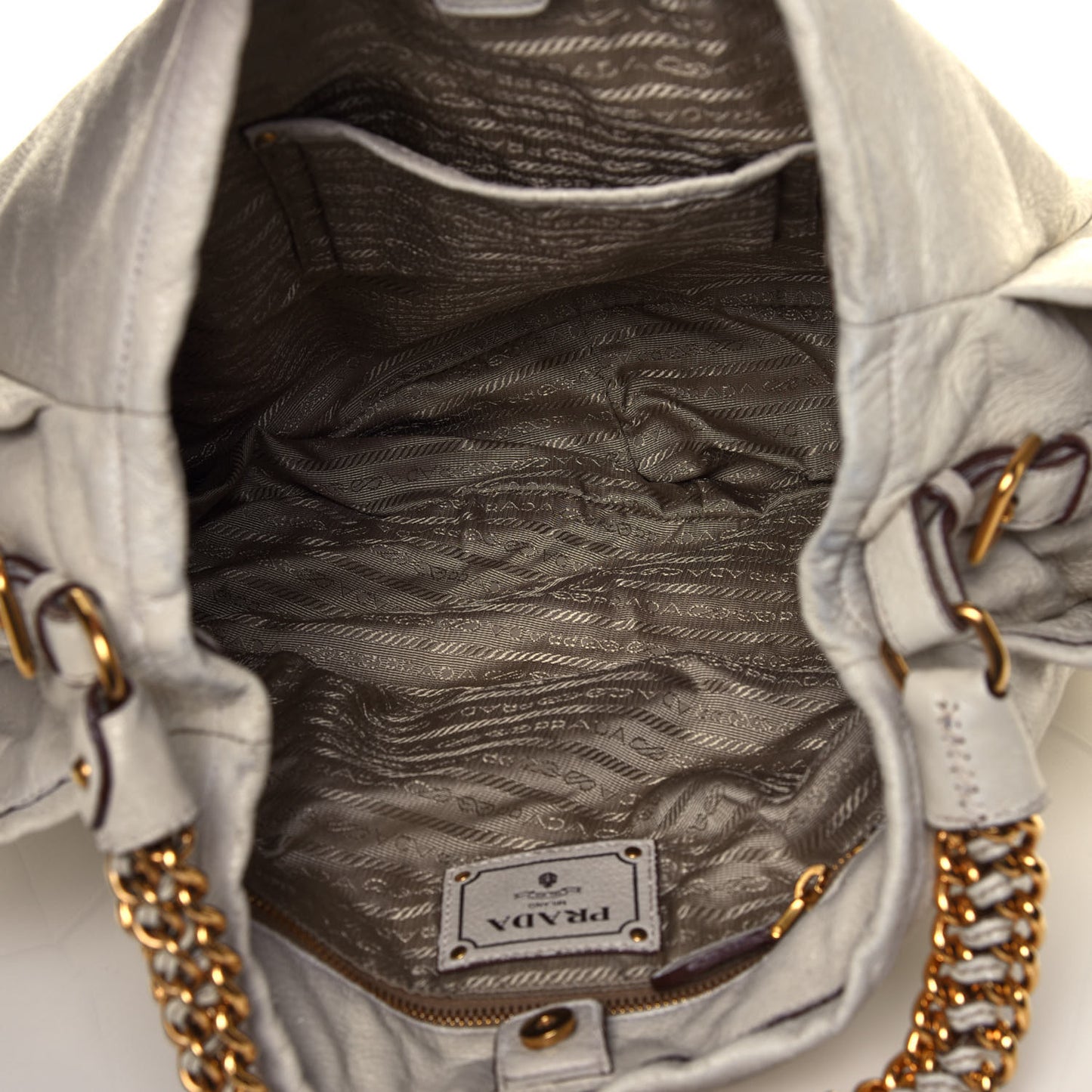 Cervo Lux Chain Shoulder Bag Talco