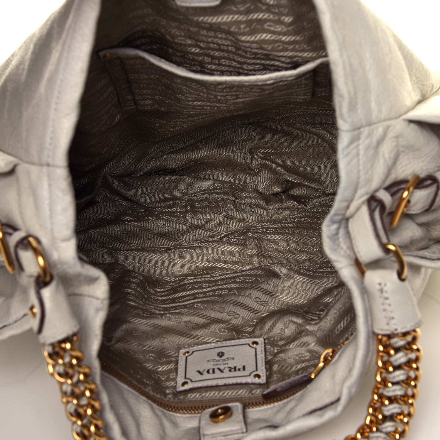 Prada Cervo Lux Chain Shoulder Bag Talco 4 of 4