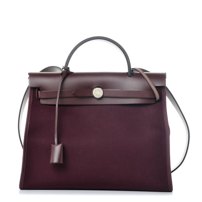 Hermes Vache Hunter Toile Officier Herbag Zip 31 PM Prune 1 of 8