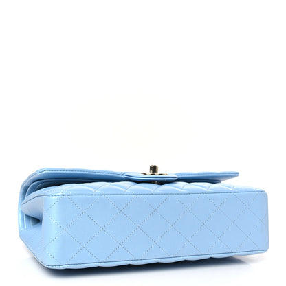 Chanel Iridescent Lambskin Quilted Medium Double Flap Light Blue 4 of 9